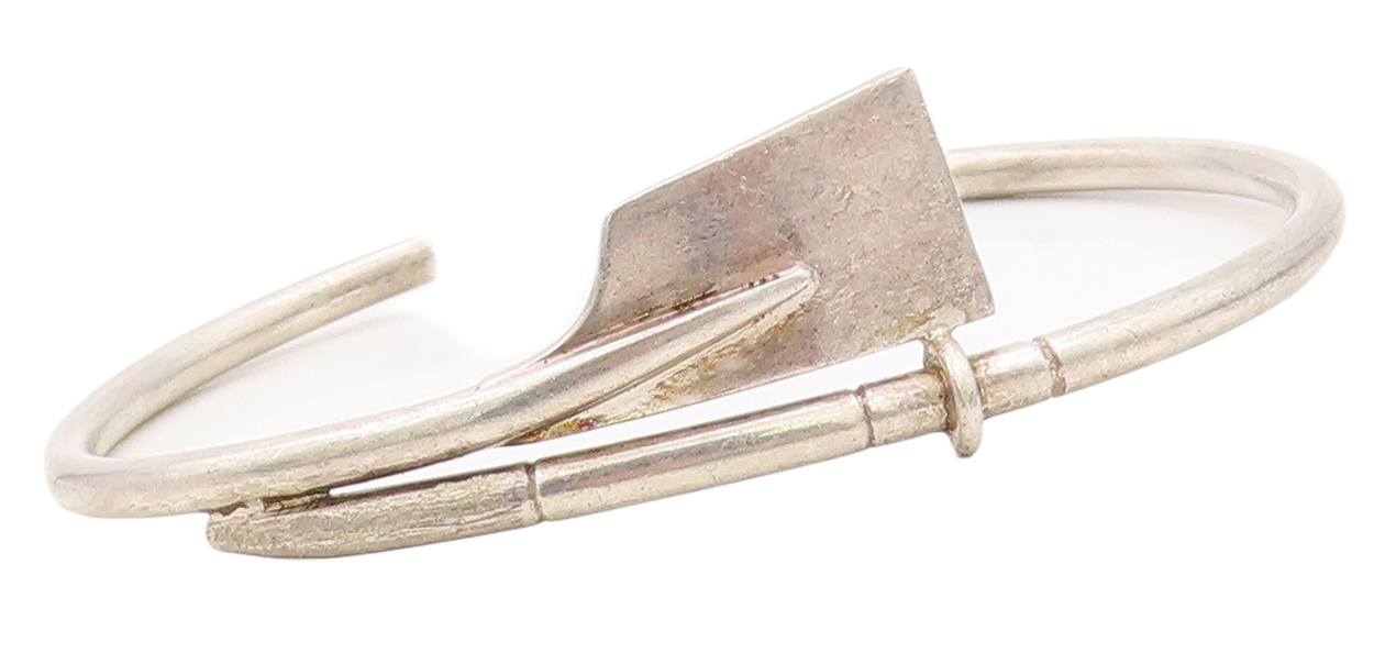 925 Sterling Silver Vintage Bracelet Solid Gardening Tool Cutout Cuff  BT10786