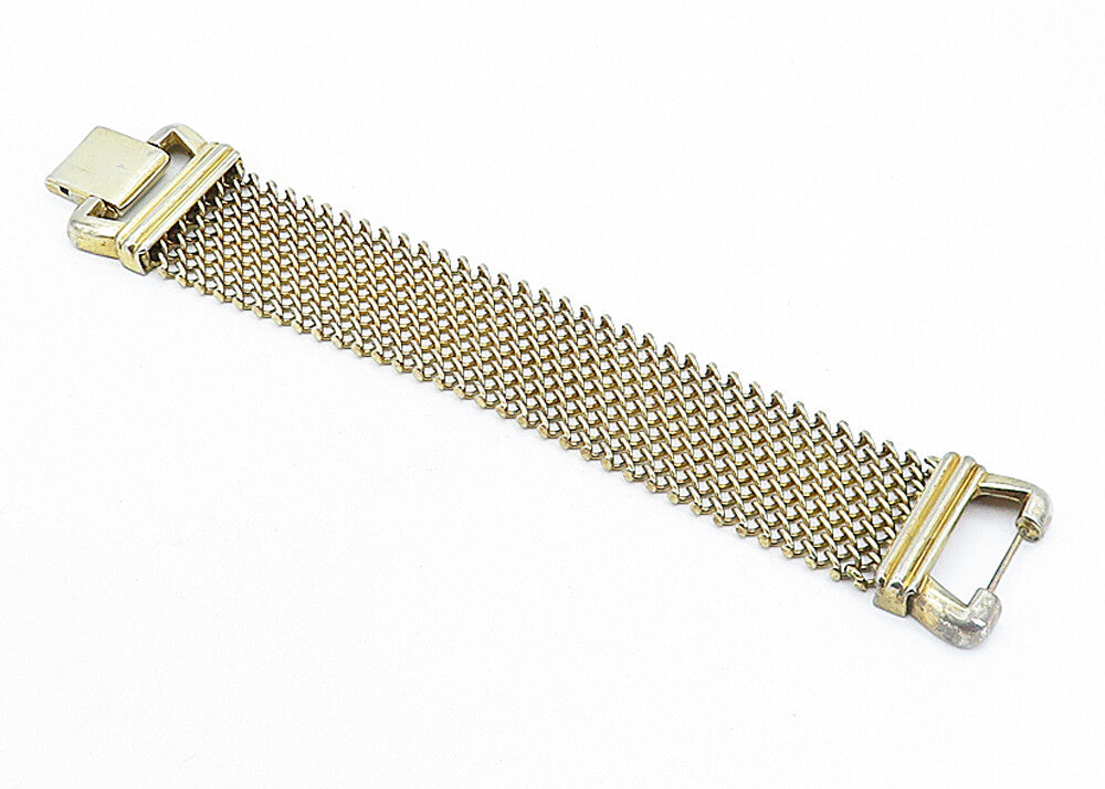 925 Sterling Silver  Vintage Shiny Minimalist Net Design Chain Bracelet BT1442
