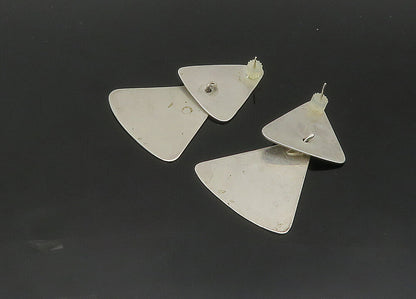 925 Sterling Silver  Vintage Shiny Smooth Triangle Drop Earrings  EG10228