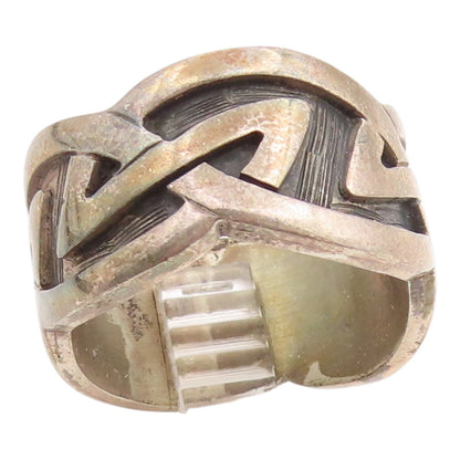 925 Sterling Silver Vintage Ring MEXICO Carved Celtic Knot Band  Sz 9.5  RG35595
