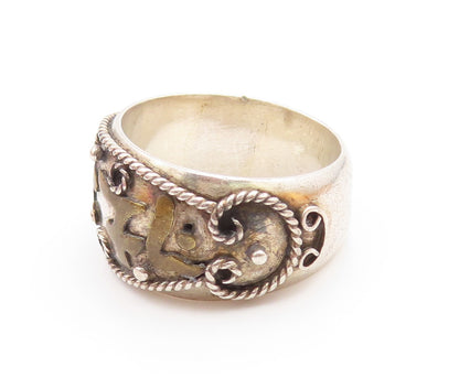 DESIGNER 925 Silver Vintage Rope Twist Swirl Detail Band Ring  Sz 7  RG13161