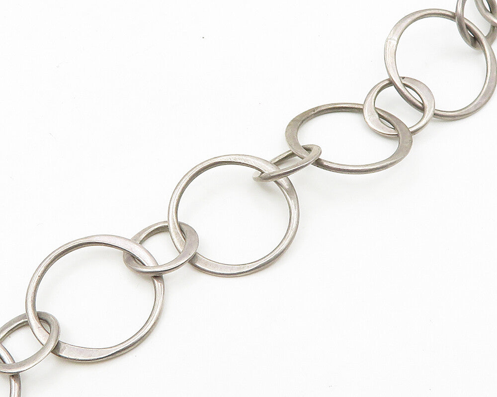 MEXICO 925 Sterling Silver  Vintage Open Circle Link Chain Necklace  NE3068
