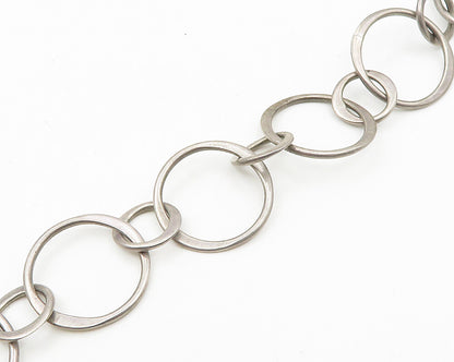 MEXICO 925 Sterling Silver  Vintage Open Circle Link Chain Necklace  NE3068