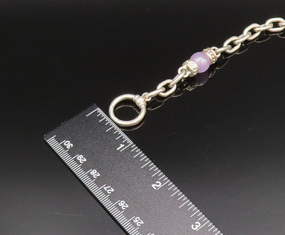 JUDITH RIPKA 925 Silver  Vintage Chalcedony & Amethyst Chain Necklace  NE3920
