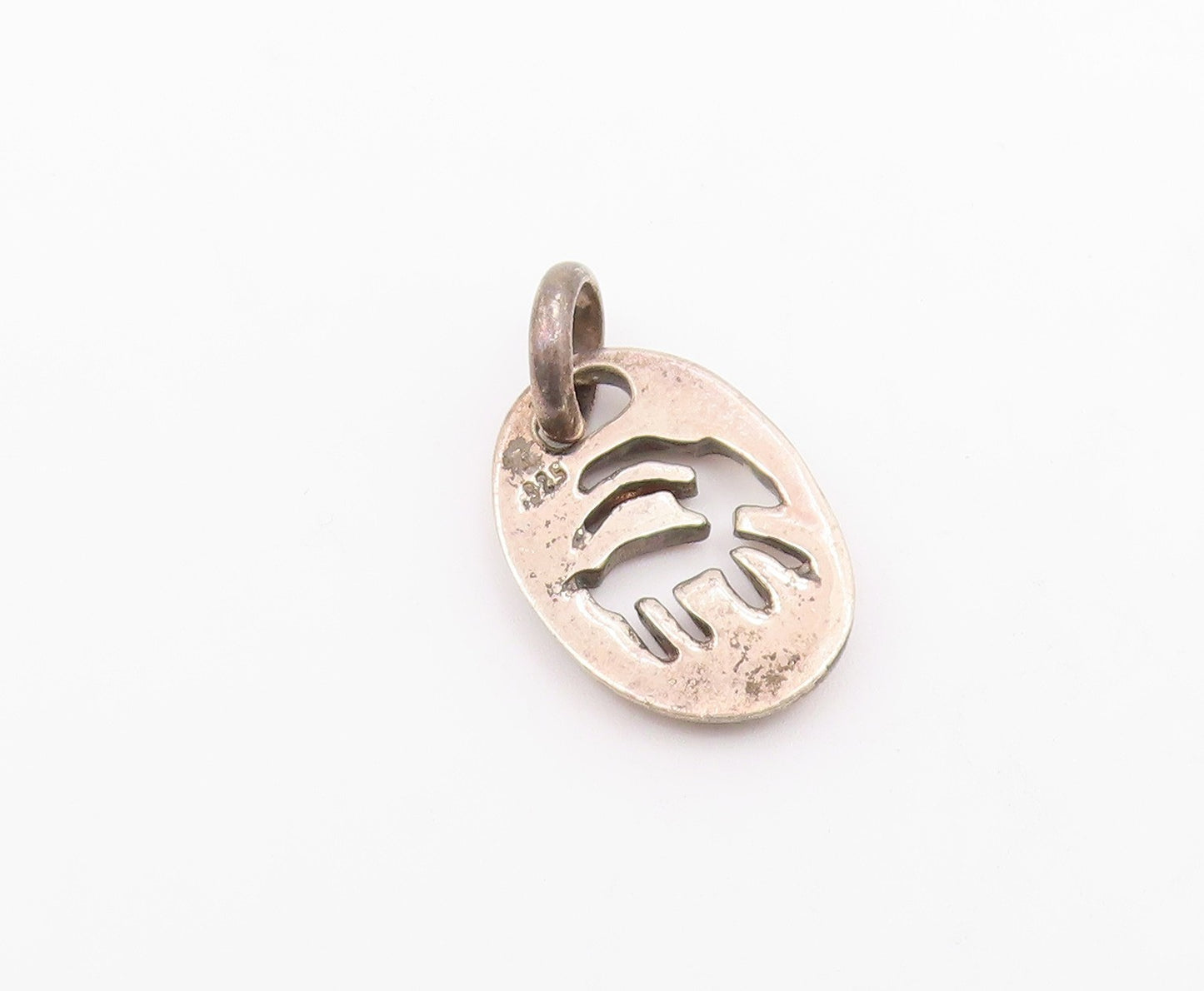 925 Sterling Silver   Vintage Open Deer Motif Cutout Drop Pendant  PT20535