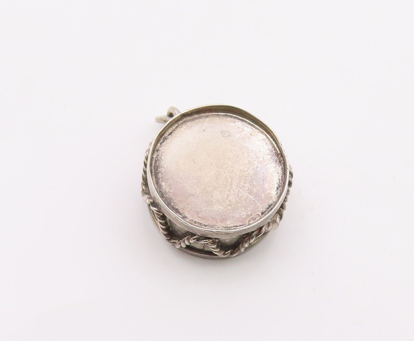 925 Sterling Silver  Vintage Twisted Rope Marching Drum Pendant  PT20202