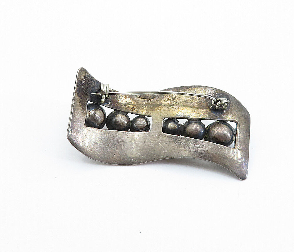MEXICO 925 Sterling Silver  Vintage Antique Graduated Design Brooch Pin BP2796
