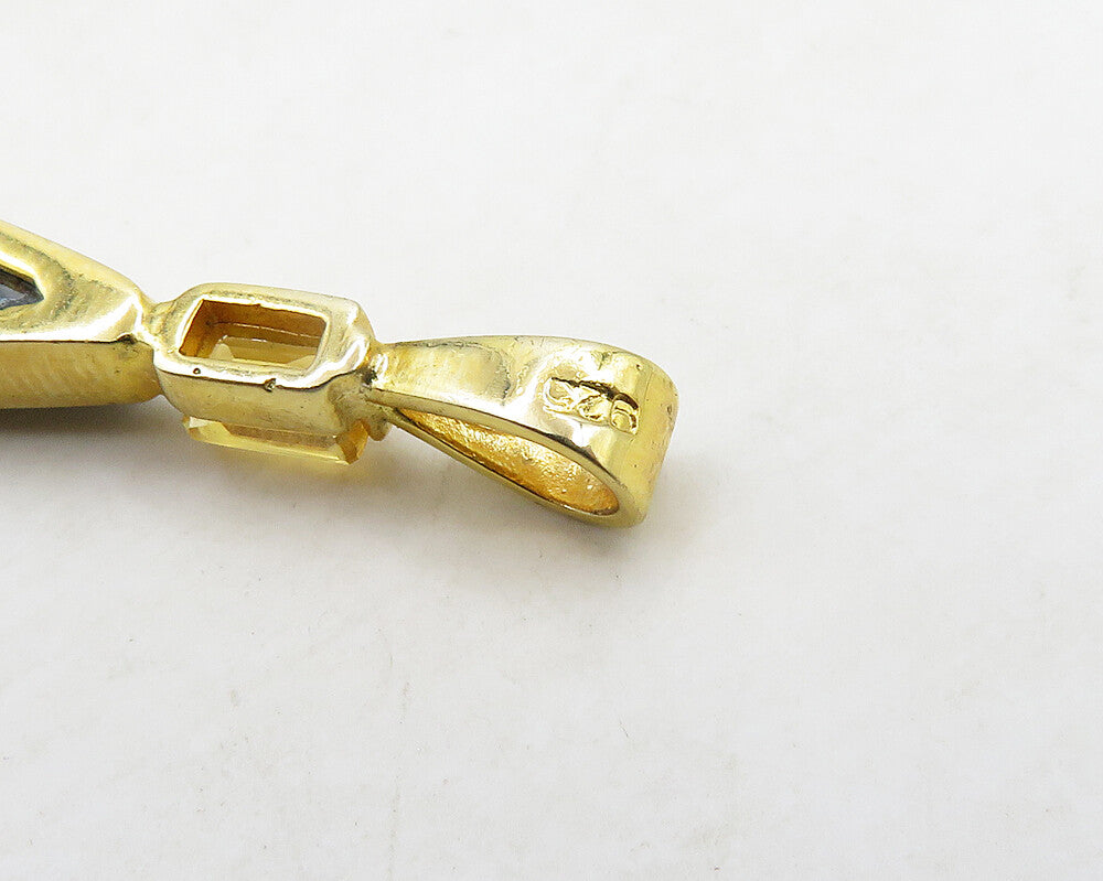 925 Sterling Silver  Vintage Hematite Gold Plated Shiny Pendant  PT15271