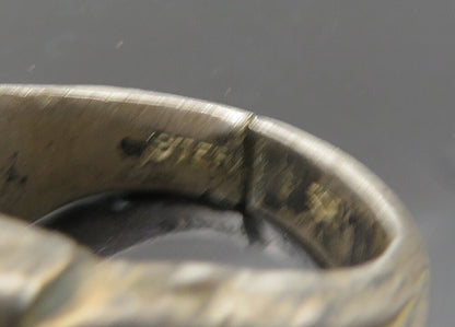 925 Sterling Silver  Vintage Antique Dark Tone Fluted Band Ring Sz 7  RG22577