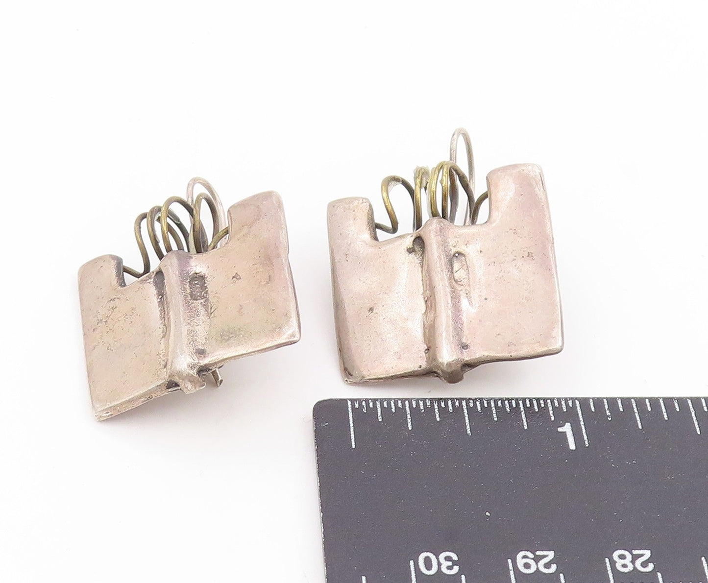 925 Sterling Silver Vintage Earrings Modernist Geometric Wire Design  EG14055