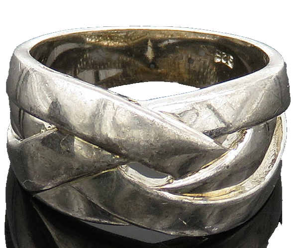 925 Sterling Silver Vintage Shiny Smooth Highway Band Ring  Sz 7.5  RG20615