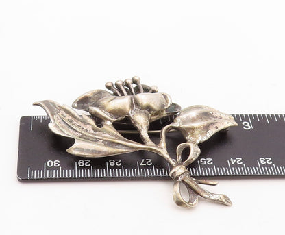 925 Sterling Silver Vintage Brooch Pin Antique Solid Cutout Flower  BP11297