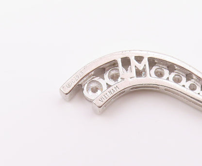 925 Sterling Silver  Vintage Graduated Cubic Zirconia Swirl Pendant  PT21244