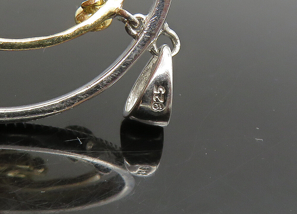 925 Sterling Silver  Vintage Genuine Diamonds 2 Tone Butterfly Pendant PT19122