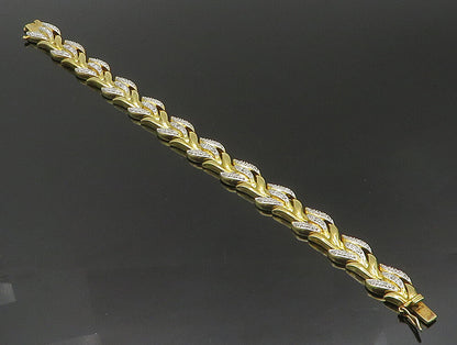 ROSS SIMON 925 Sterling Silver  Genuine Diamonds 2 Tone Chain Bracelet  BT1204