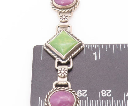 925 Sterling Silver Vintage Bracelet Roped 2 Tone Real Turquoise BT10374
