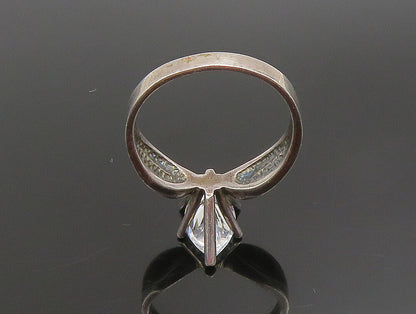 925 Silver  Vintage Marquise Cubic Zirconia Concave Shank Ring Sz 10  RG25311