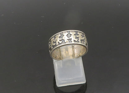 MEXICO 925 Silver  Vintage Oxidized Teddy Bears Band Ring Sz 7.5  RG21940