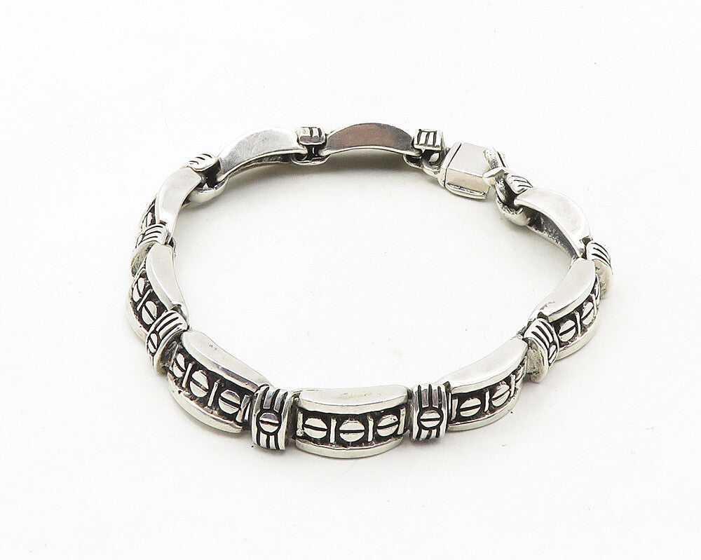 925 Sterling Silver  Vintage Shiny Screws Hinge Link Chain Bracelet  BT4485