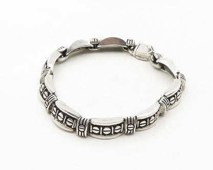 925 Sterling Silver  Vintage Shiny Screws Hinge Link Chain Bracelet  BT4485