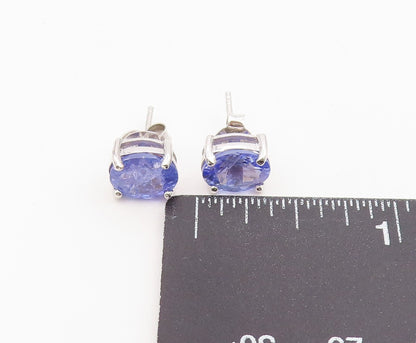 925 Sterling Silver Vintage Earrings Classic Oval Cut Tanzanite Studs  EG14487
