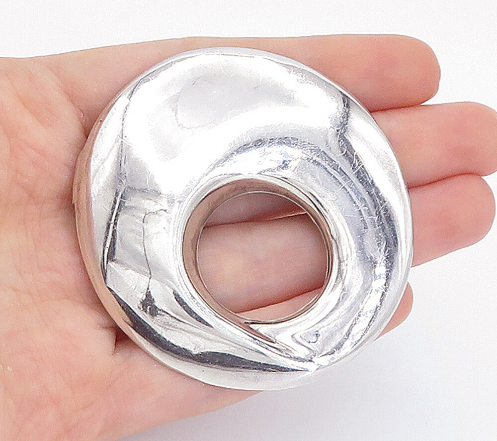 MEXICO 925 Sterling Silver  Vintage Polished Open Circle Brooch Pin  BP2633