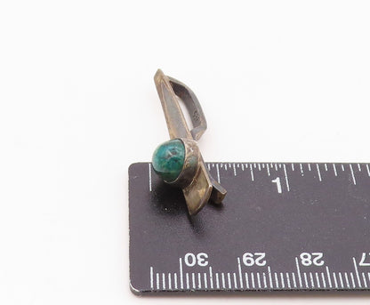 ISRAEL 925 Silver  Vintage Minimalist Cabochon Chrysocolla Tie Clip  TR3460