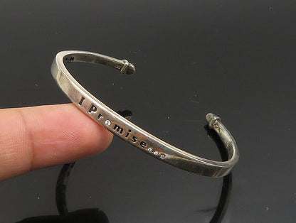 925 Sterling Silver  Vintage Genuine Diamonds Promise Cuff Bracelet  BT9436