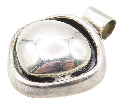 MEXICO 925 Sterling Silver  Vintage Shiny Hollow Dome Slide Pendant  PT8099