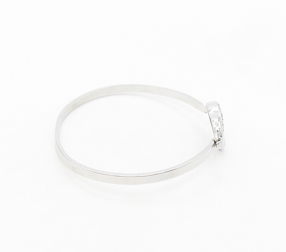 925 Sterling Silver  Genuine Diamonds Love Heart Hook Bangle Bracelet  BT6422