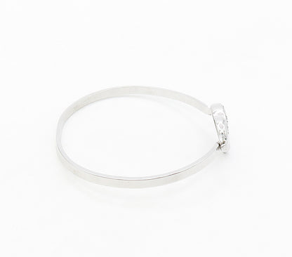925 Sterling Silver  Genuine Diamonds Love Heart Hook Bangle Bracelet  BT6422