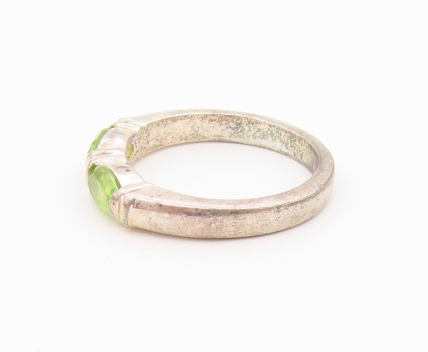 925 Sterling Silver Vintage Ring Classic Oval Cut Peridot Band  Sz 7.5  RG36609