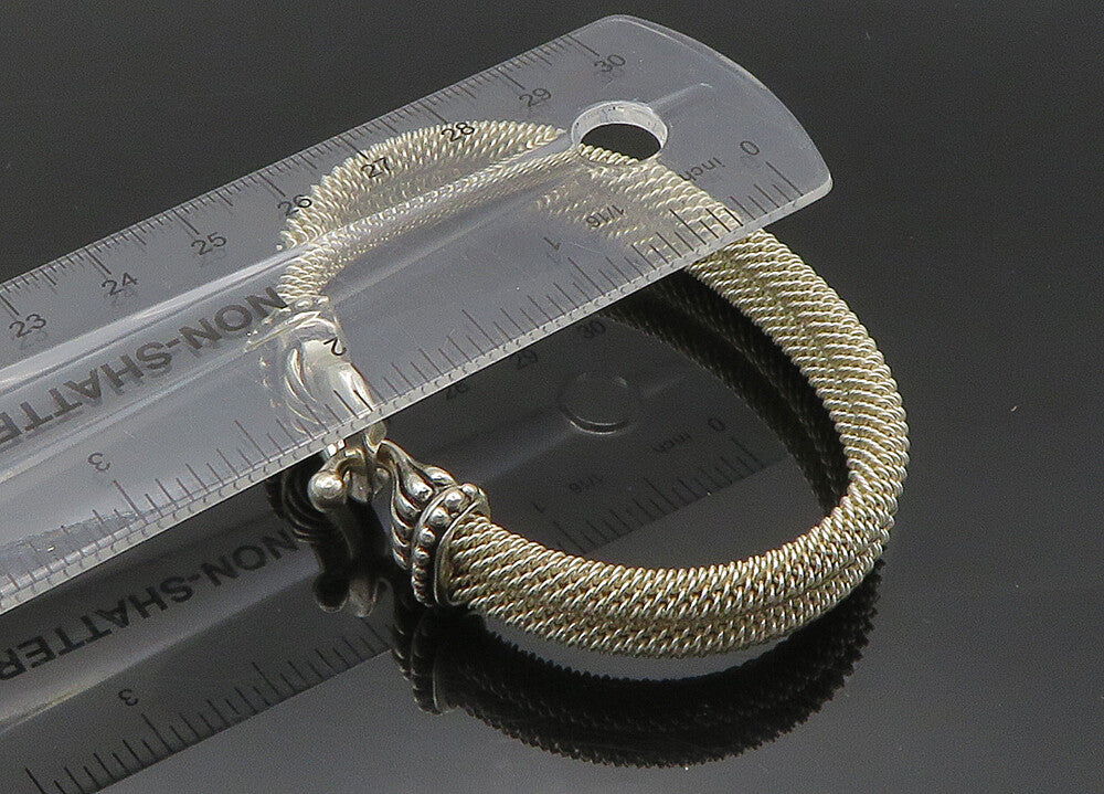 ESPO SIG 925 Sterling Silver  Vintage Double Mesh Hook Bangle Bracelet  BT8701
