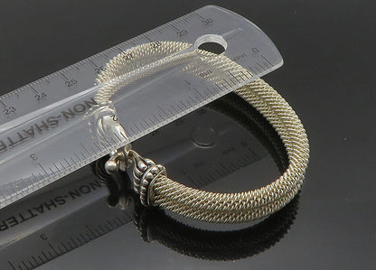 ESPO SIG 925 Sterling Silver  Vintage Double Mesh Hook Bangle Bracelet  BT8701