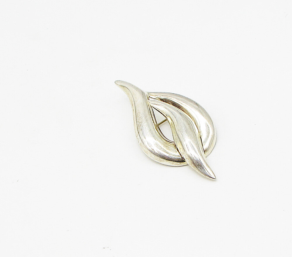 MEXICO 925 Sterling Silver  Vintage Smooth Fire Design Brooch Pin  BP1069