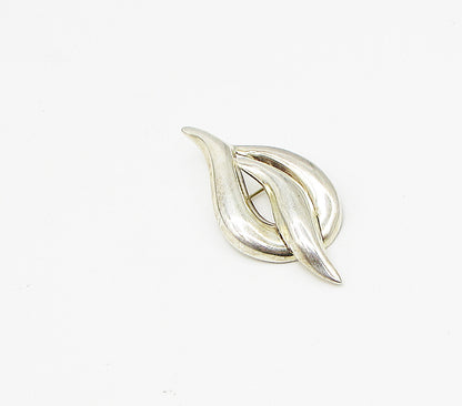 MEXICO 925 Sterling Silver  Vintage Smooth Fire Design Brooch Pin  BP1069