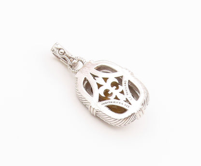 925 Sterling Silver Vintage Pendant JUDITH RIPKA Faceted Tiger's Eye  PT26429