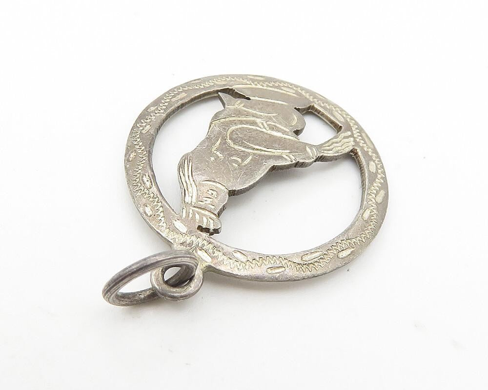 925 Sterling Silver  Vintage Dark Tone Woman Pouring Water Pendant  PT8755