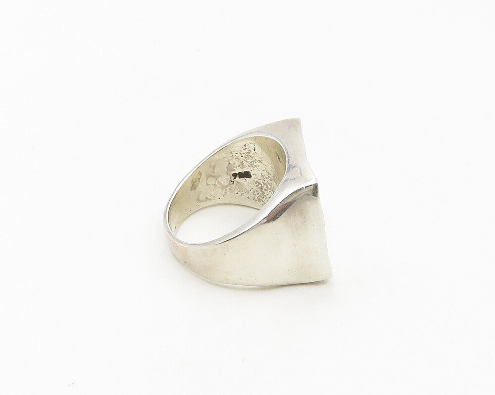925 Sterling Silver  Vintage Shiny Hammered Square Band Ring Sz 7  RG18827