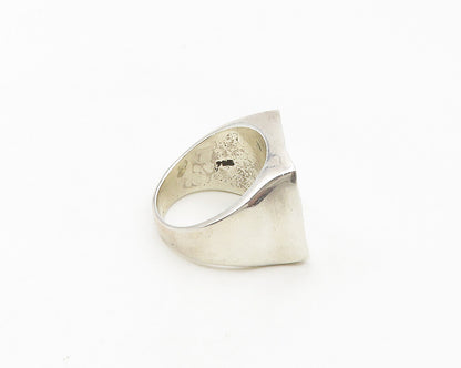 925 Sterling Silver  Vintage Shiny Hammered Square Band Ring Sz 7  RG18827
