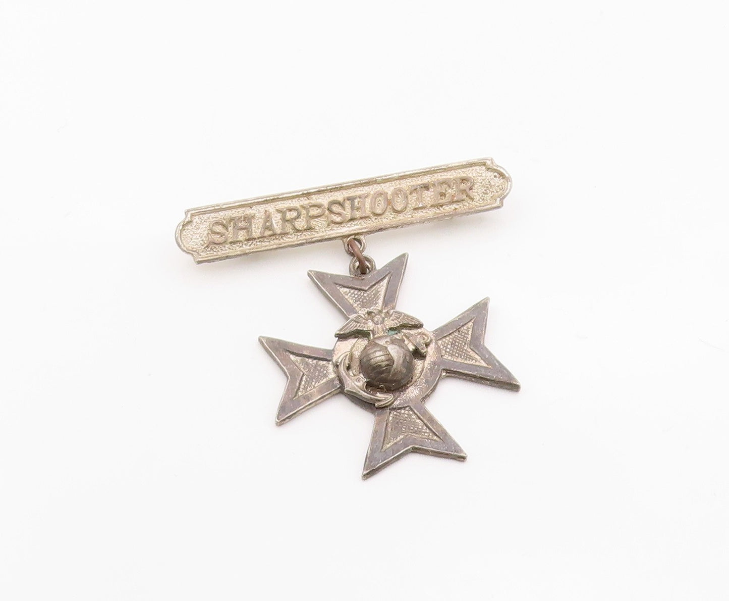 925 Sterling Silver Vintage Brooch Pin USMC Rifle Sharpshooter Badge  BP12548