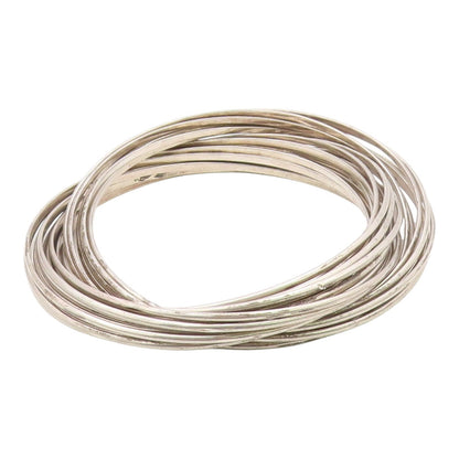 925 Sterling Silver Vintage Shiny Minimalist Multi Bangle Bracelet BT9028