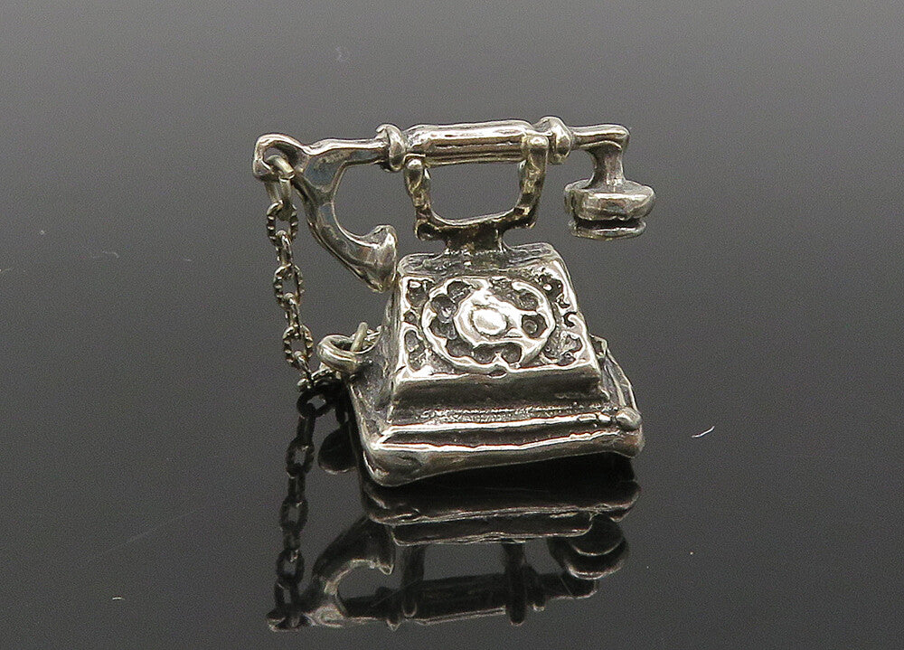 925 Sterling Silver  Vintage Petite Old Fashioned Telephone Trinket  TR2812