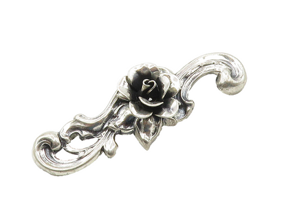 JEWEL ART 925 Sterling Silver  Vintage Rose Flower Swirl Brooch Pin  BP6144