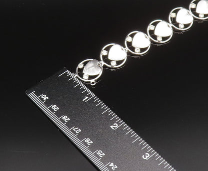 925 Silver  Vintage Textured Love Heart & Cubic Zirconia Chain Bracelet BT9505