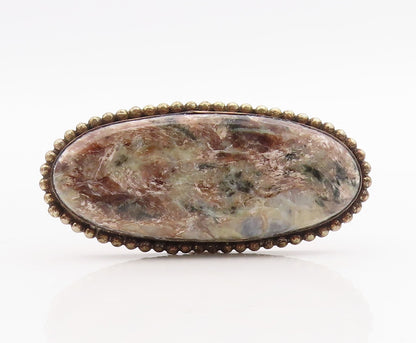925 Sterling Silver Vintage Ring Modernist Large Oval Gemstone  Sz 10  RG31739