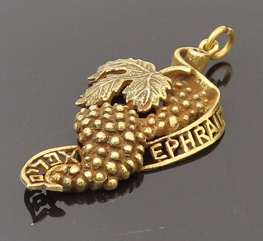 10K GOLD  Vintage 12 Biblical Tribes Of Ephraim Grapes & Leaf Pendant  GP585