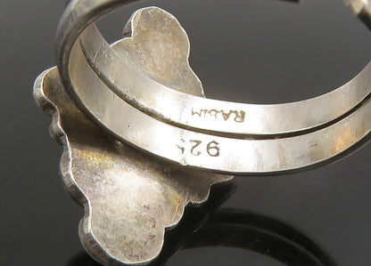 RASIM 925 Silver   Vintage Hematite Pretzel Swirl Band Ring Sz 8  RG23393