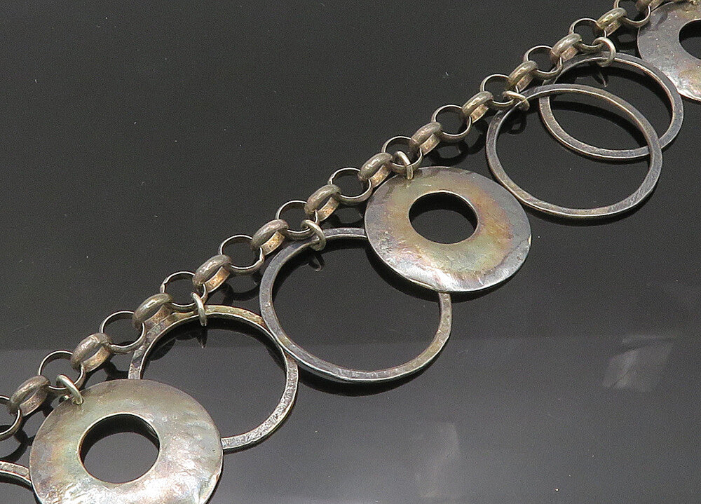 SILPADA 925 Silver  Vintage Dark Tone Open Circles Chain Necklace  NE3522