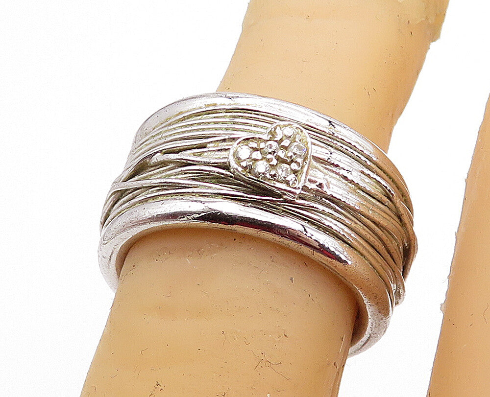DESIGNER 925 Silver  Vintage Topaz Interlaced Wire Band Ring Sz 6  RG4690